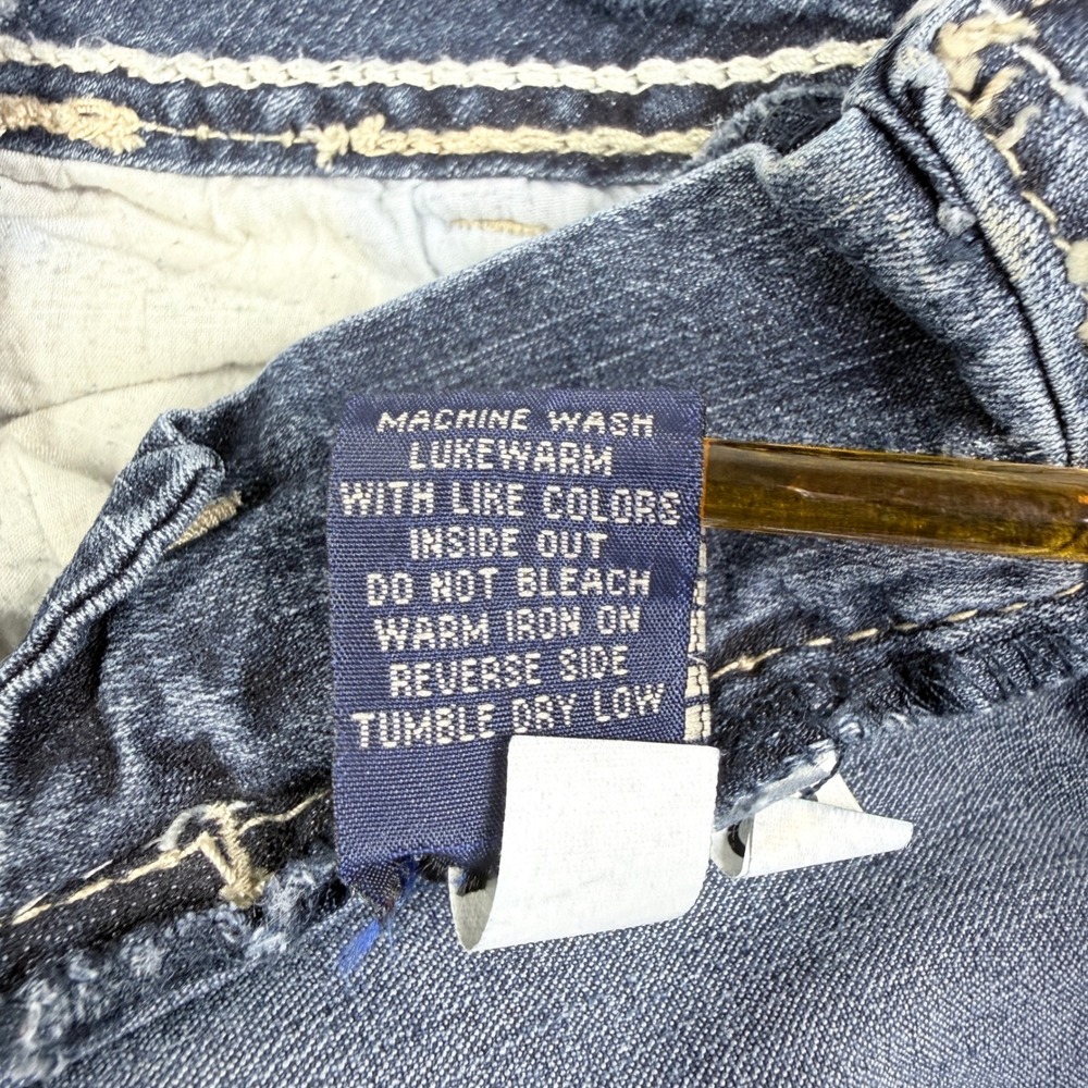 Angels Flare Jeans Womens 9 Short Blue Excellent Thick Stitch Low Rise Y2K - Picture 12 of 15